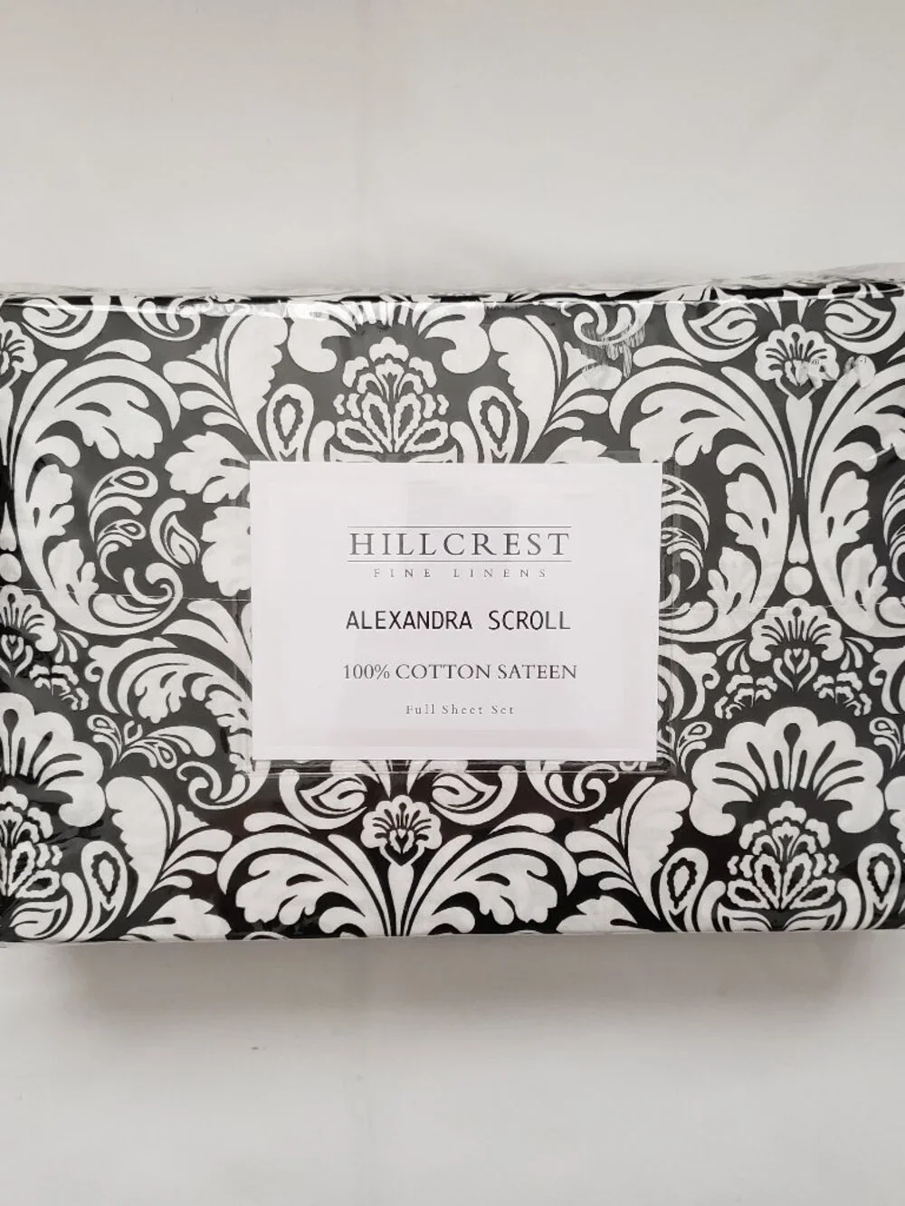 NEW Hill Crest Alexandra Scroll Full 100% cotton sateen bed sheet set damask